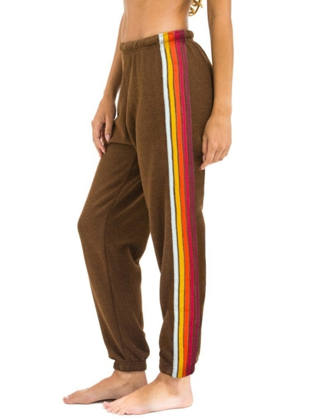 𝗔𝘃𝗶𝗮𝘁𝗼𝗿 𝗡𝗮𝘁𝗶𝗼𝗻 5 Stripe Sweatpants Chocolate in Rainbow White • Med